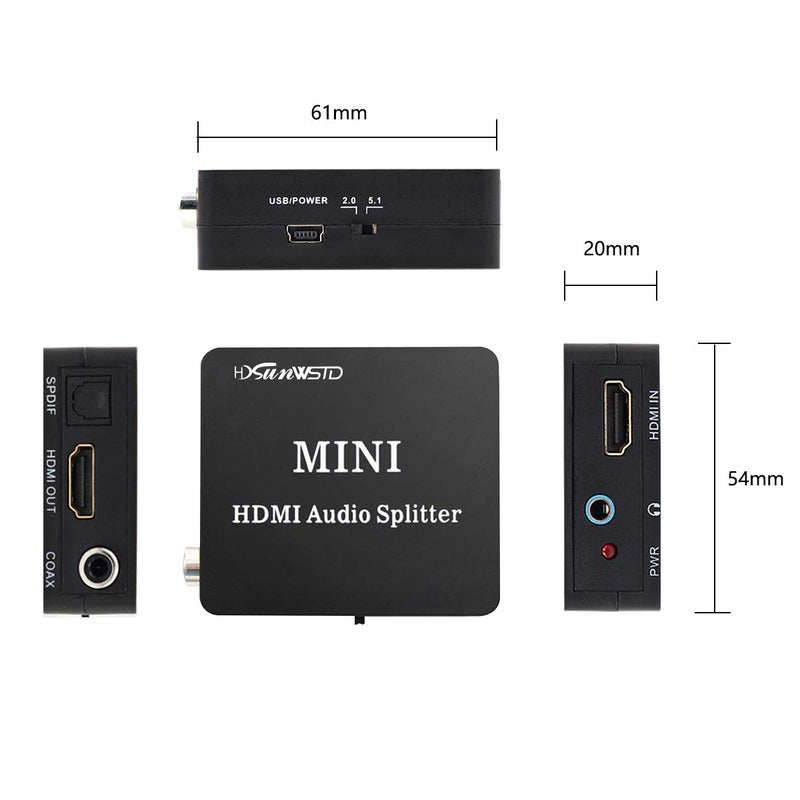 HDSUNWSTD Audio Splitter Adapter HDMI to HDMI and Optical TOSLINK SPDIF +3.5mm Audio Analog Audio Converter - Image 4